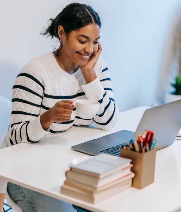 Young student mastering foreign languages through digital platform